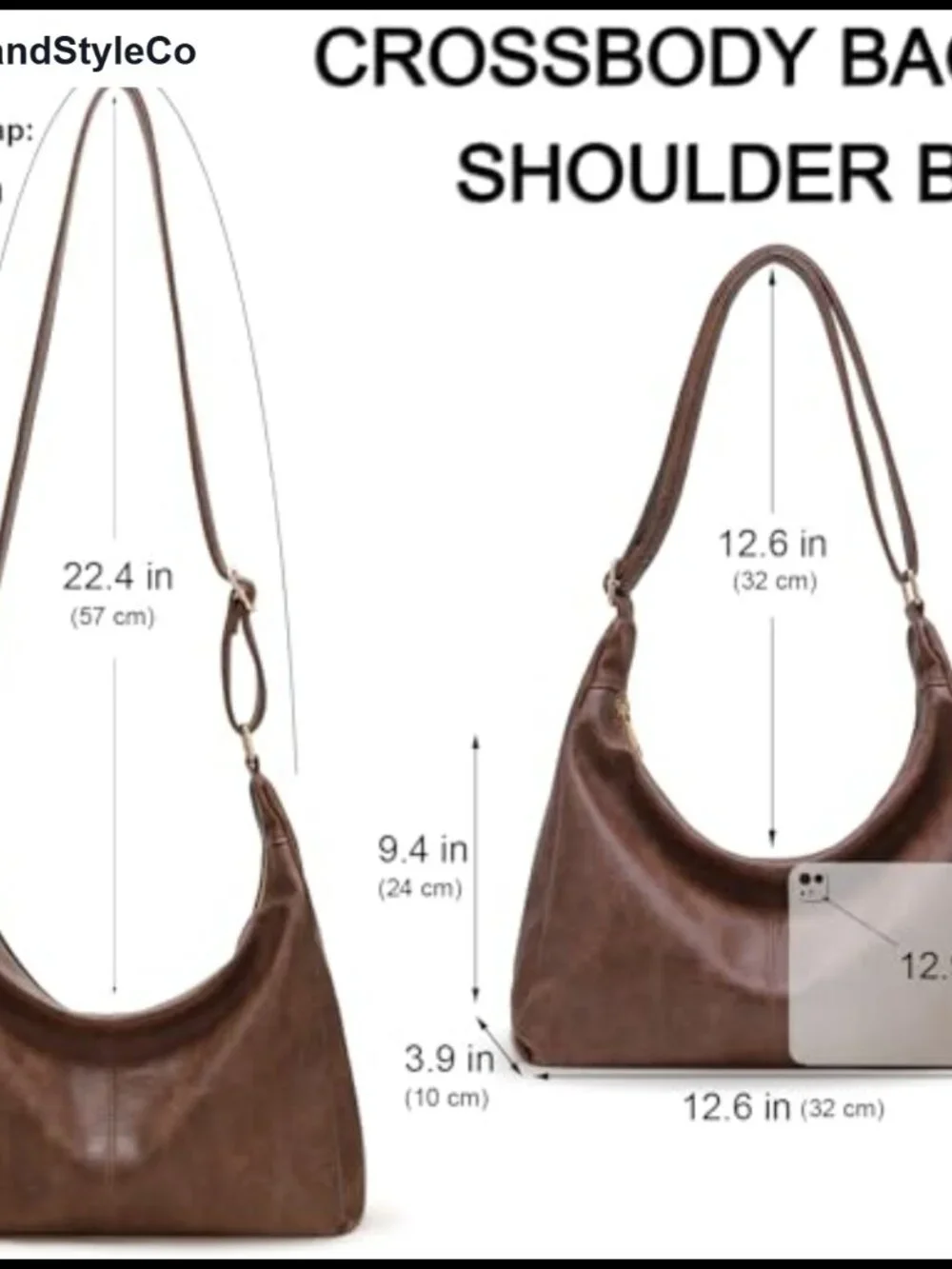 Hobo Shoulder Bag PU Leather Slouchy Tote Crossbody Purse for Women